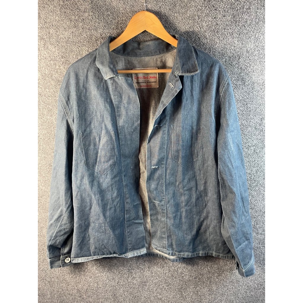 Vtg Levi's Red Unisex Denim Shirt Sz Xl Blue Long Sleeve